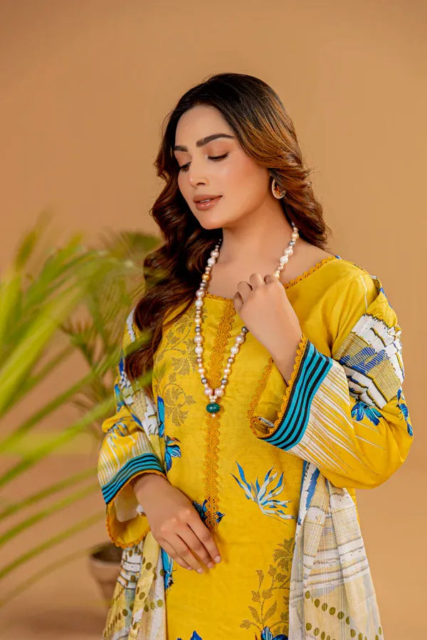 3 Piece Unstitched Printed Lawn Suit | KL126