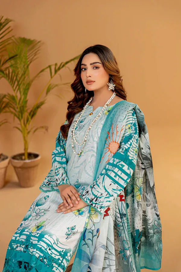 3 Piece Unstitched Printed Lawn Suit | KL127