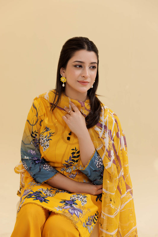 3 Piece Unstitched Printed Lawn Suit | KL142