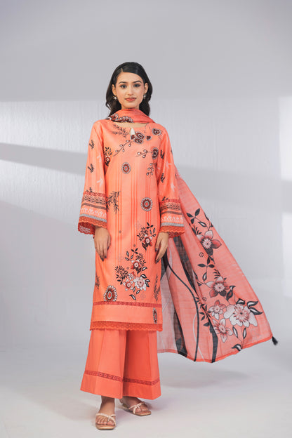 3 Piece Unstitched Printed Lawn Suit | KL108