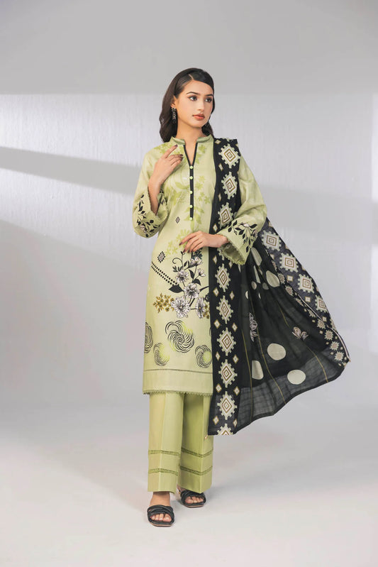 3 Piece Unstitched Printed Lawn Suit | KL109 - Becklace