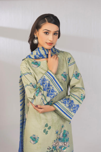 3 Piece Unstitched Printed Lawn Suit | KL110