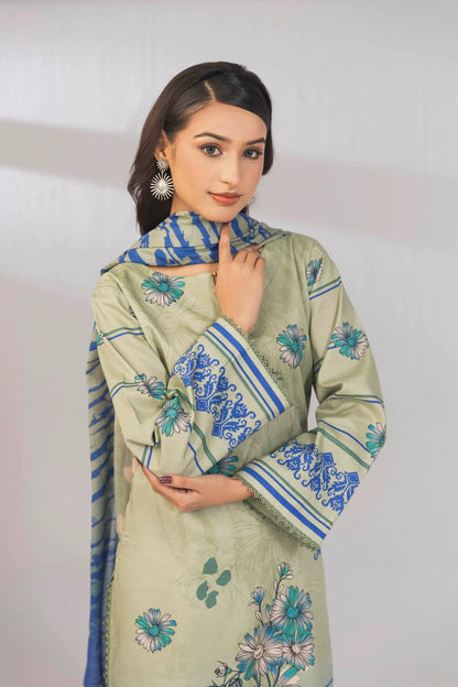 3 Piece Unstitched Printed Lawn Suit | KL110 - Becklace