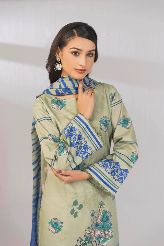 3 Piece Unstitched Printed Lawn Suit | KL110 - Becklace