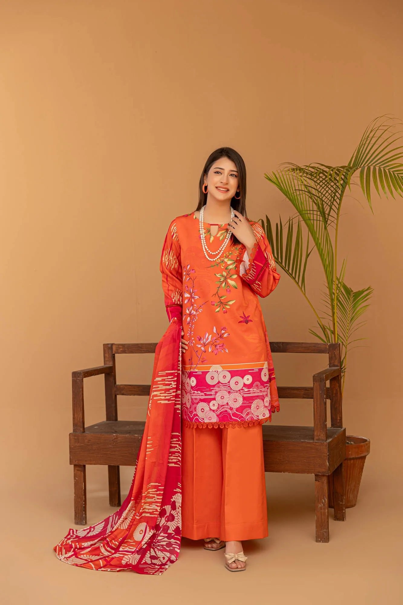 3 Piece Unstitched Printed Lawn Suit | KL111 - Becklace