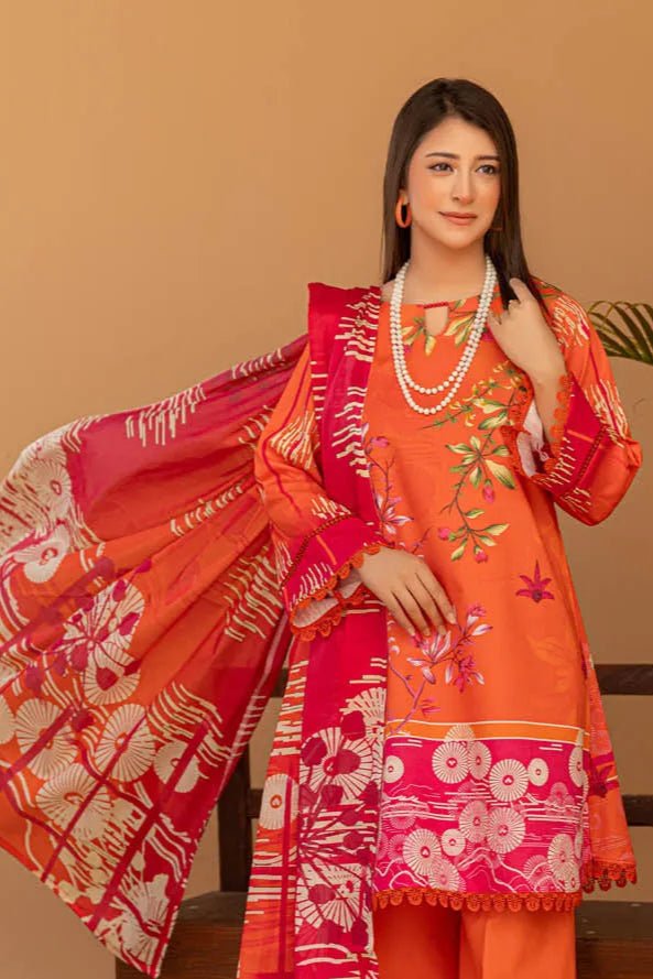 3 Piece Unstitched Printed Lawn Suit | KL111 - Becklace