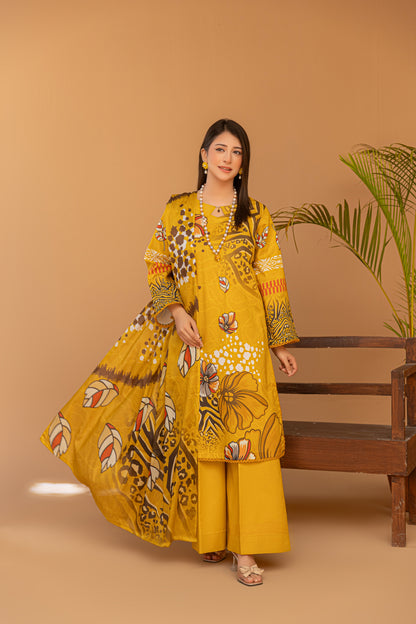 3 Piece Unstitched Printed Lawn Suit | KL112