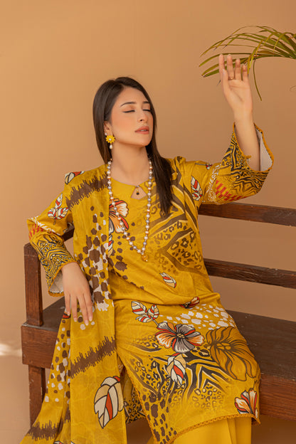 3 Piece Unstitched Printed Lawn Suit | KL112