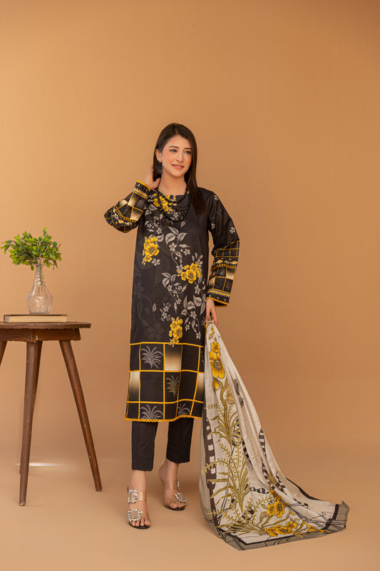 3 Piece Unstitched Printed Lawn Suit | KL114