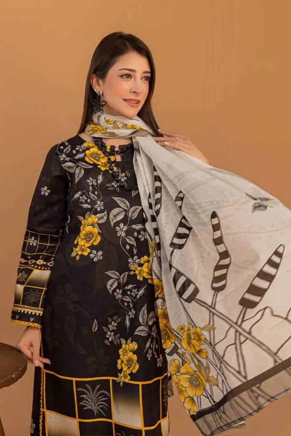 3 Piece Unstitched Printed Lawn Suit | KL114 - Becklace
