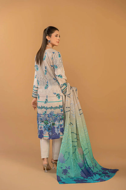 3 Piece Unstitched Printed Lawn Suit | KL116 - Becklace