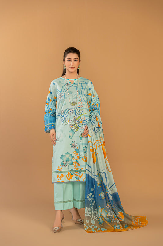 3 Piece Unstitched Printed Lawn Suit | KL118