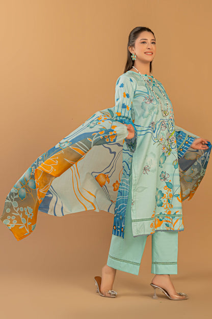 3 Piece Unstitched Printed Lawn Suit | KL118