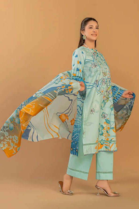 3 Piece Unstitched Printed Lawn Suit | KL118 - Becklace