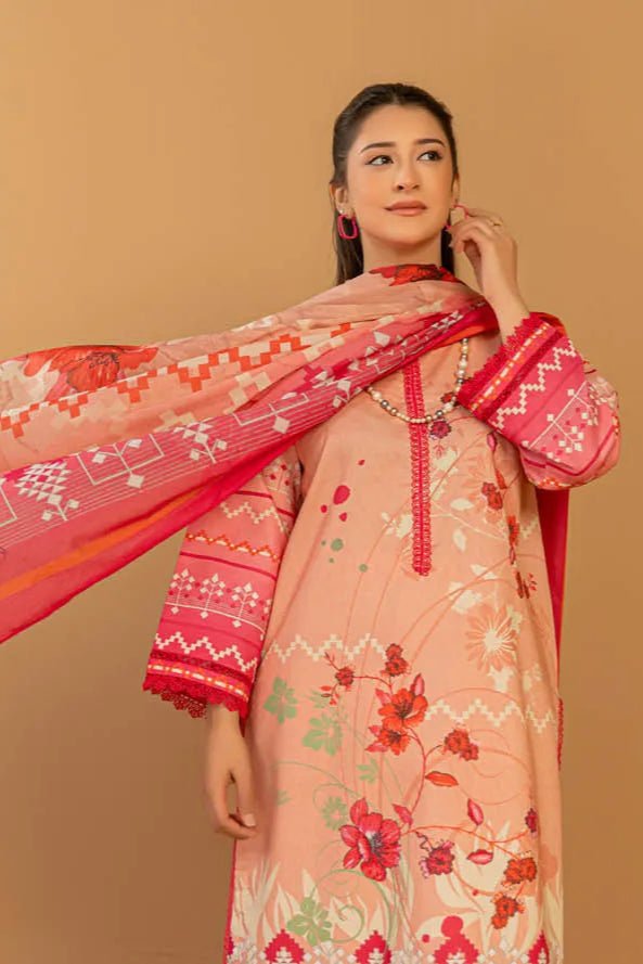 3 Piece Unstitched Printed Lawn Suit | KL117 - Becklace