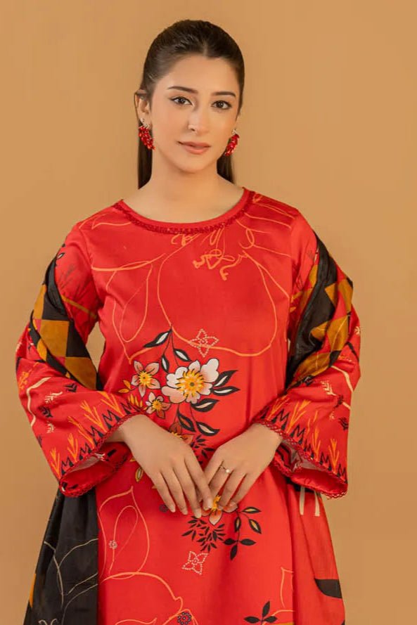 3 Piece Unstitched Printed Lawn Suit | KL120 - Becklace