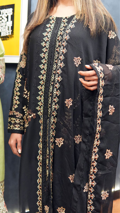 Chiffon Embroidered 3-Piece Suit