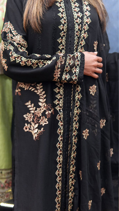 Chiffon Embroidered 3-Piece Suit