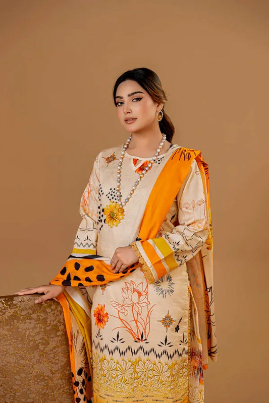 3 Piece Unstitched Printed Lawn Suit | KL124
